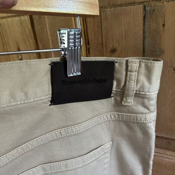 Men's Ermenegildo Zegna 42 x 30 Tan Cream Jeans Denim Straight Leg Trousers - Picture 10 of 13